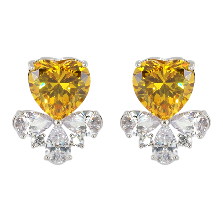 Серьги Xuping Родий пусеты Желтые кристальные сердечки с цирконием фото №9 Серьги Xuping Родий пусеты Желтые кристальные сердечки с цирконием фото №9