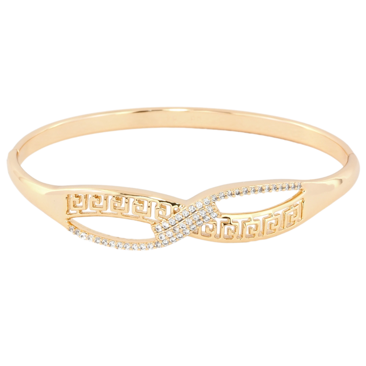 Браслет Xuping Позолота 18K Резной греческий узор с цирконием ø 6см фото №20