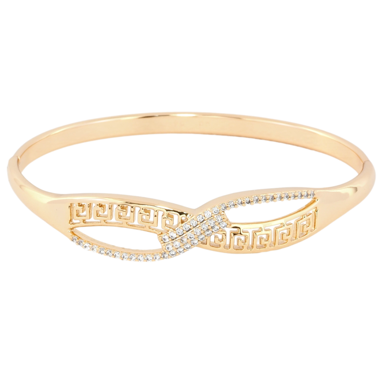 Браслет Xuping Позолота 18K Різьблений грецький візерунок з цирконієм ø 6см фото №1