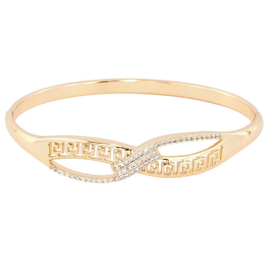 Браслет Xuping Позолота 18K Резной греческий узор с цирконием ø 6см фото №1