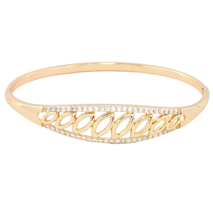 Браслет Xuping Позолота 18K Резной узор с дорожками цирконием ø 6см фото №19