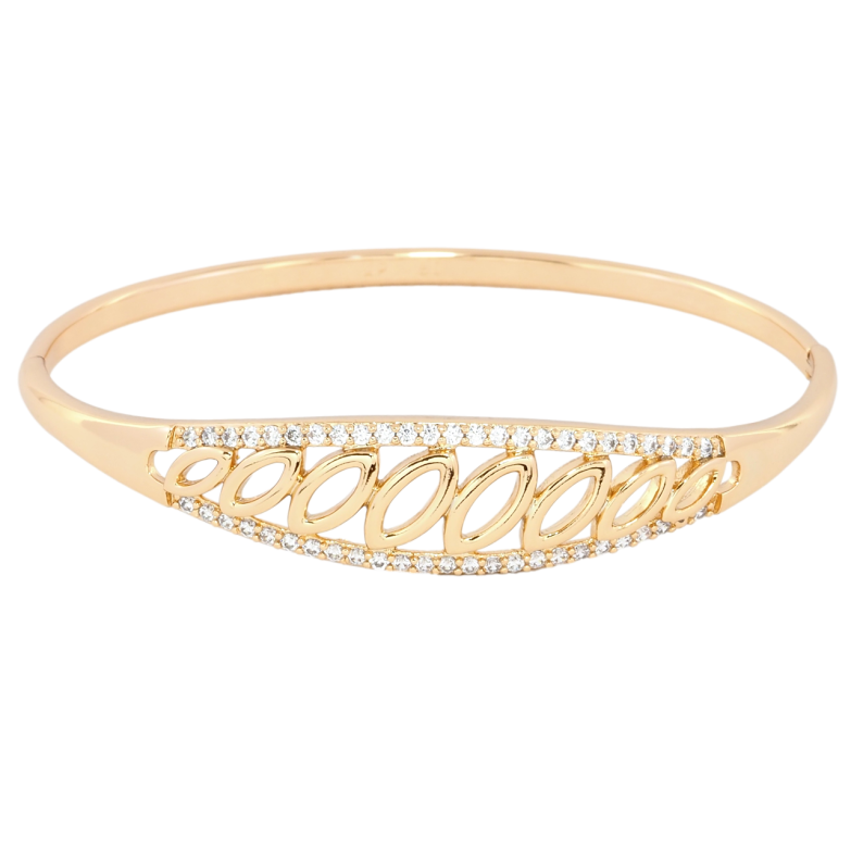 Браслет Xuping Позолота 18K Різьблений візерунок з доріжками цирконієм ø 6см фото №1