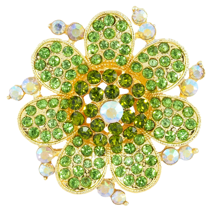 Брошка Квітка з зеленими стразами фото №24