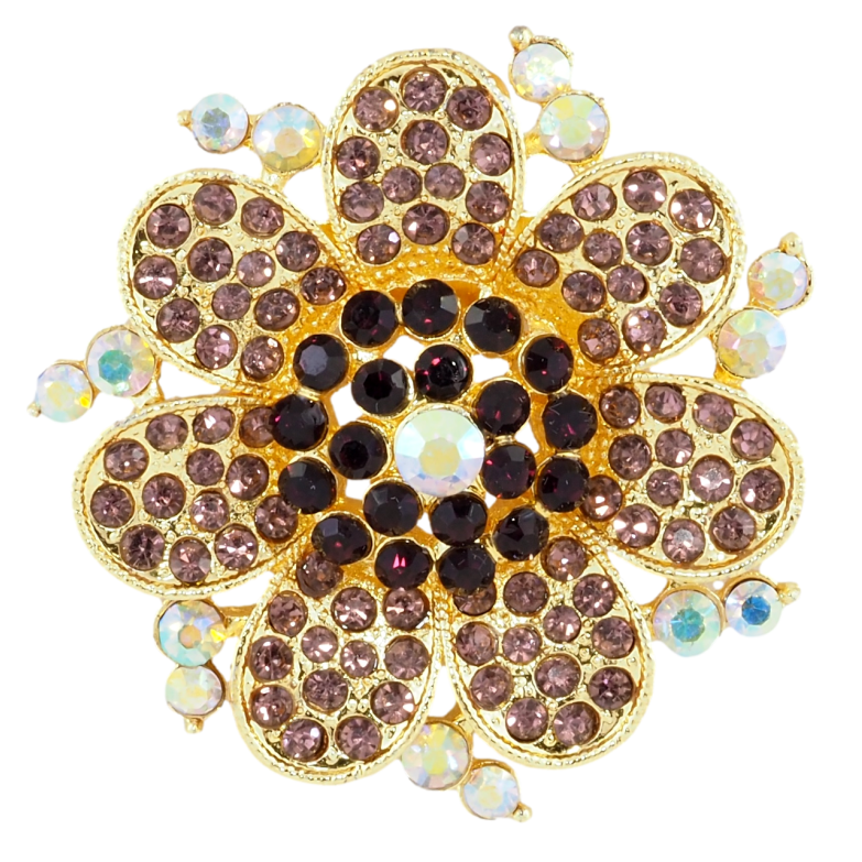 Брошка Квітка з бордовими стразами фото №17