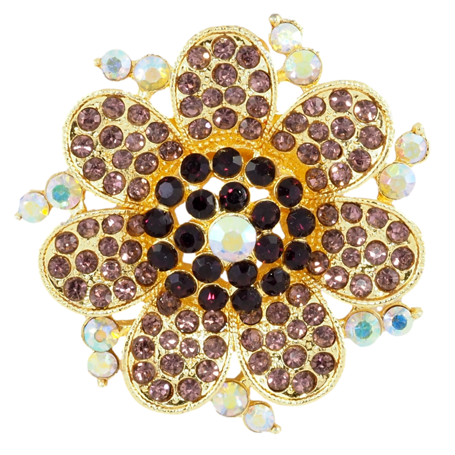 Брошка Квітка з бордовими стразами фото №1