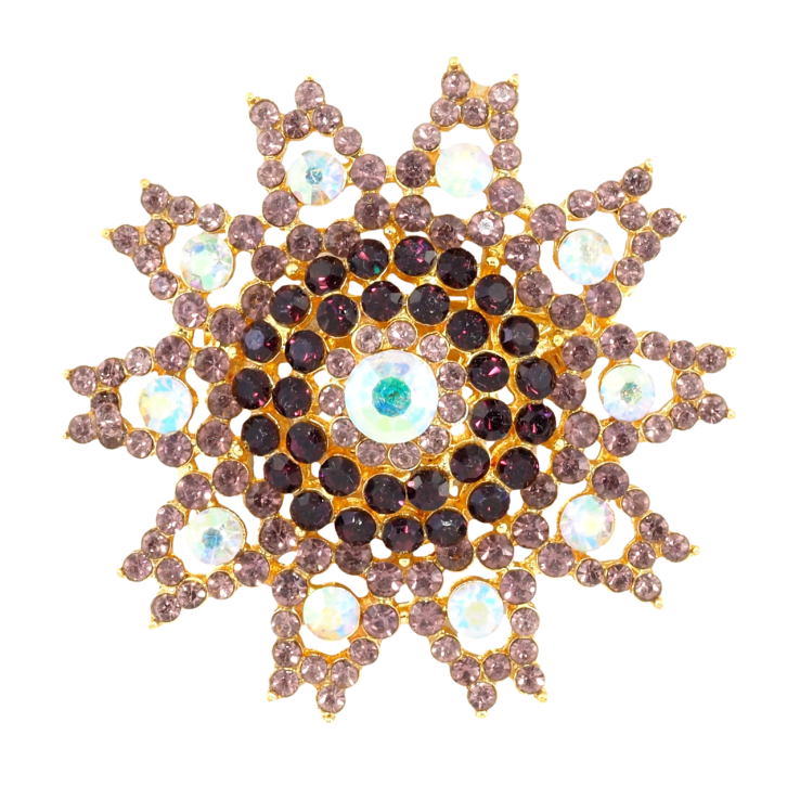 Брошка Сніжинка з бордовими стразами фото №8