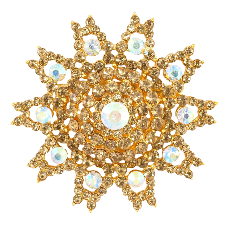 Брошка Сніжинка з золотистими стразами фото №6