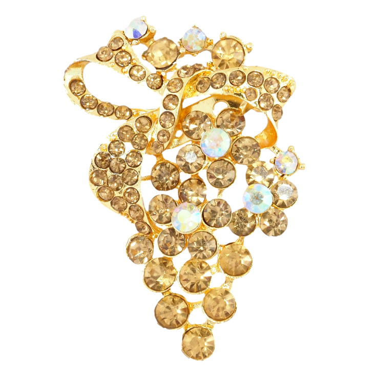 Брошка Квіткове гроно з золотистими стразами фото №23