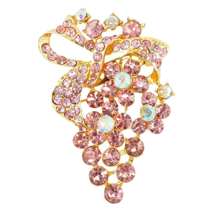 Брошка Квіткове гроно з рожевими стразами фото №21