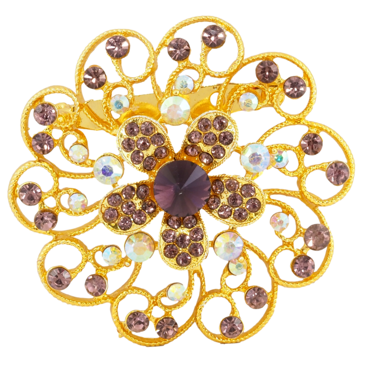 Брошка Квітка з бордовими стразами фото №23