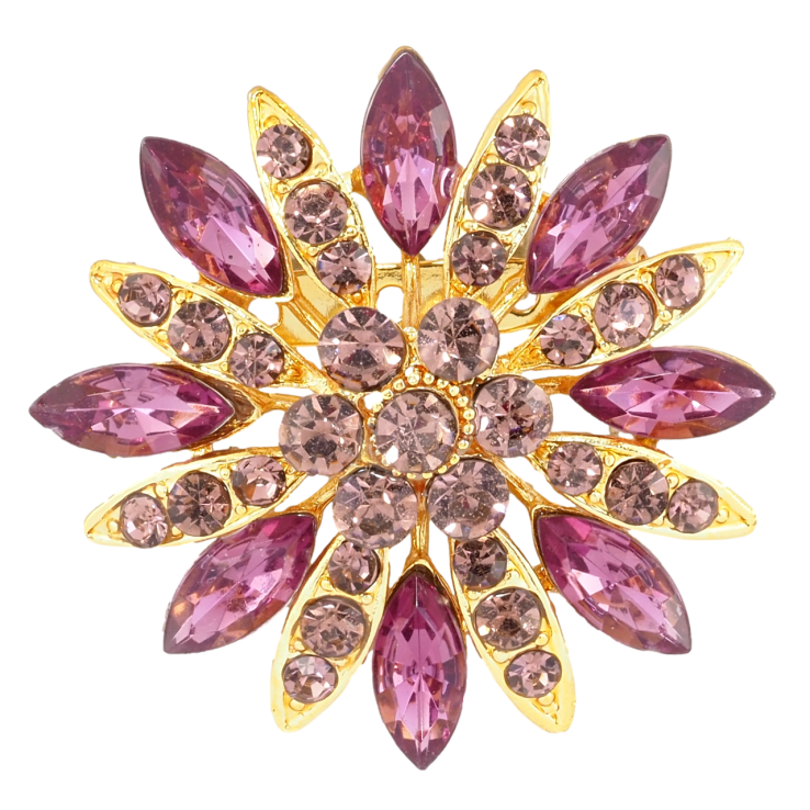 Брошка Квітка з бордовими стразами фото №13