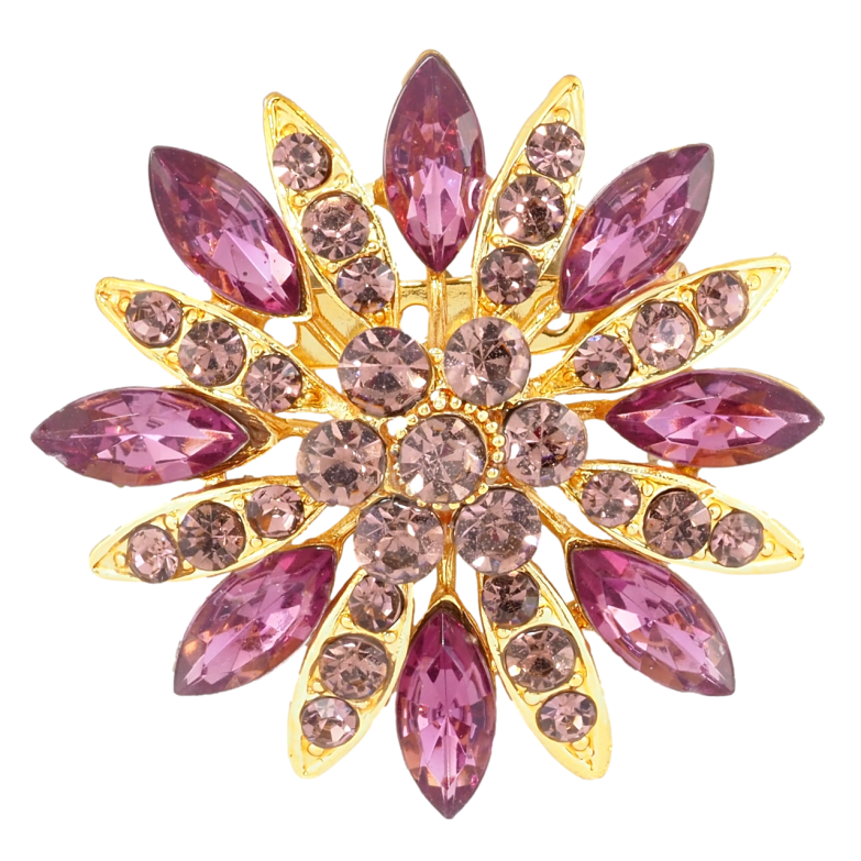 Брошка Квітка з бордовими стразами фото №13