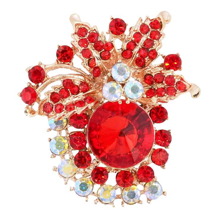 Брошка Композиція з червоними стразами фото №10