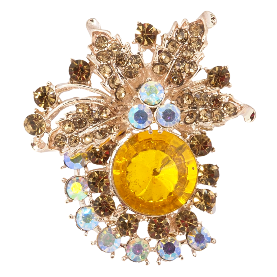 Брошка Композиція з золотистими стразами фото №1