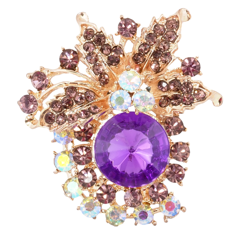 Брошь Композиция с сиреневыми стразами фото №17