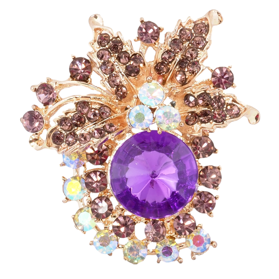 Брошка Композиція з бузковими стразами фото №1