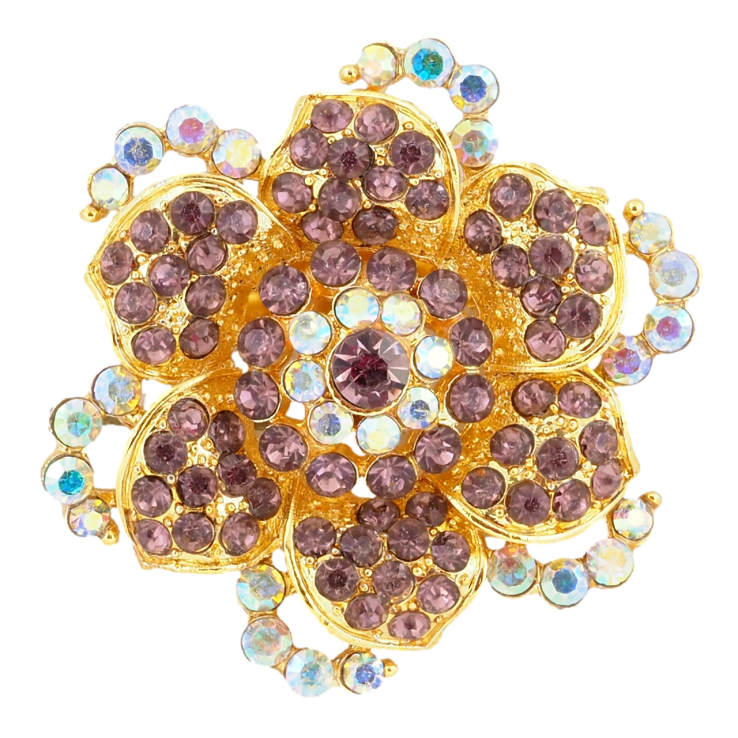 Брошка Квітка з бордовими стразами фото №16