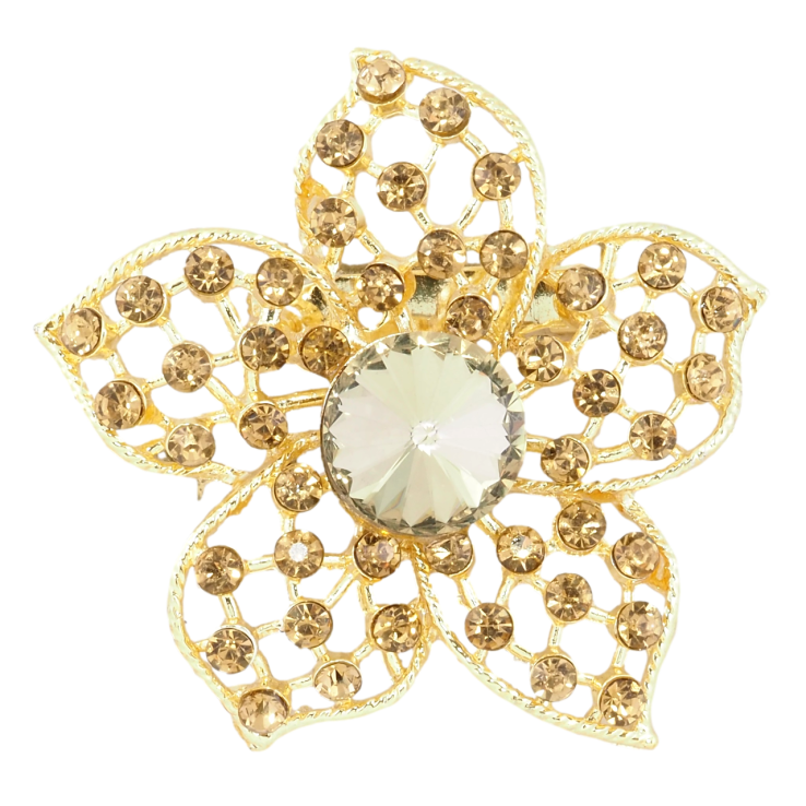 Брошь Цветок с золотистыми стразами РЖАВАЯ ИГЛА! фото №25