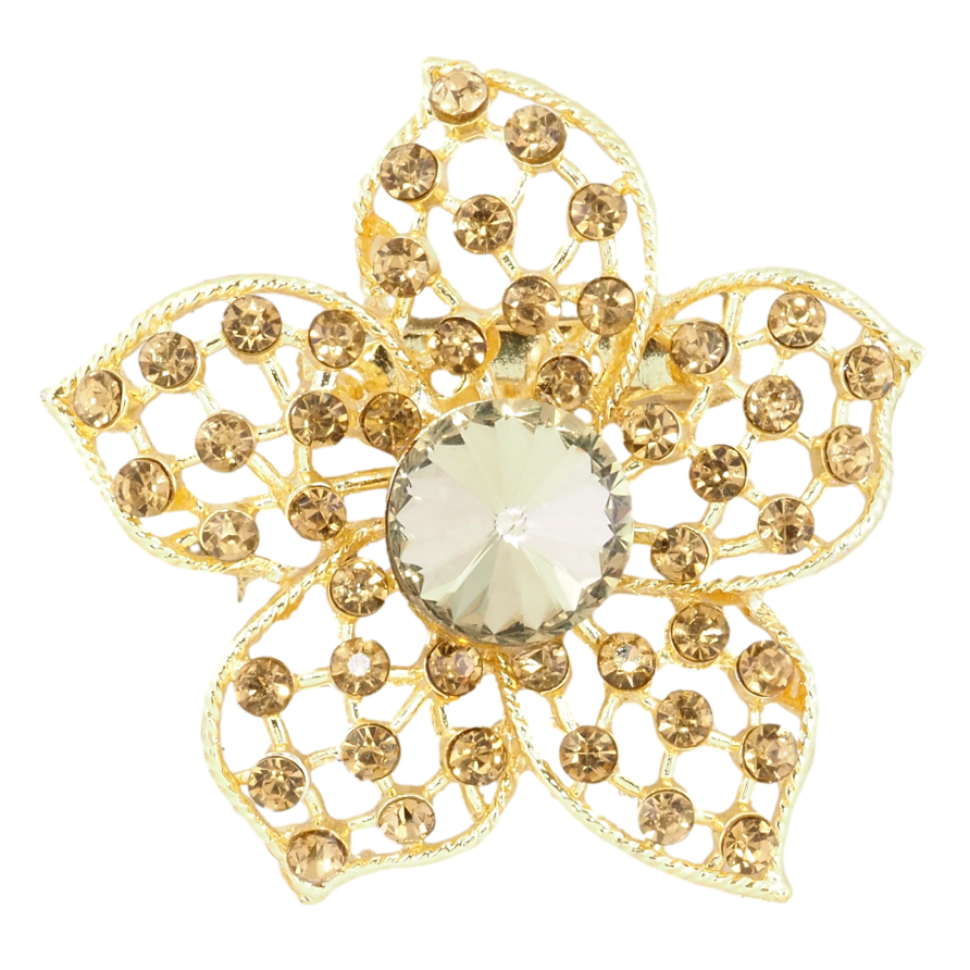 Брошь Цветок с золотистыми стразами РЖАВАЯ ИГЛА! фото №1