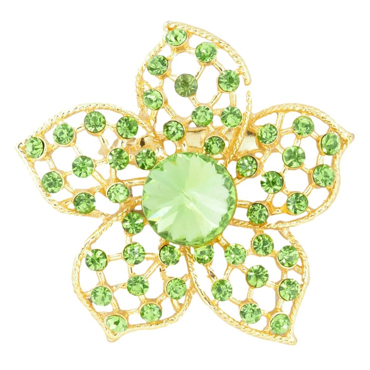 Брошь Цветок с зелеными стразами РЖАВАЯ ИГЛА! фото №22