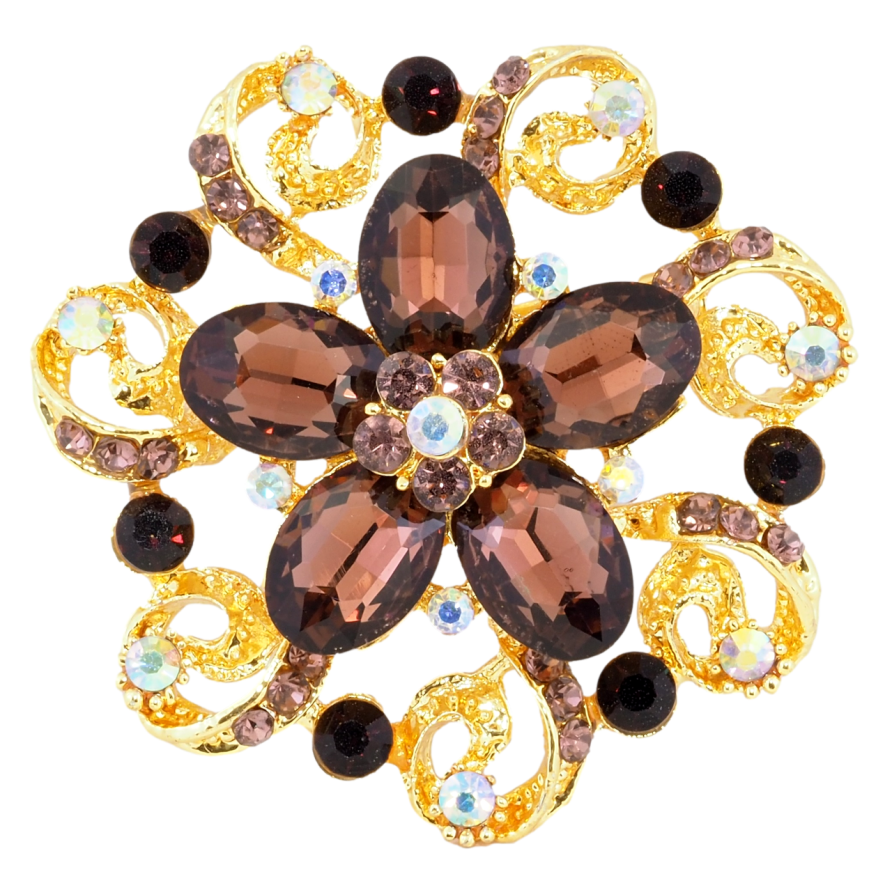 Брошка Квітка з бордовими стразами фото №1