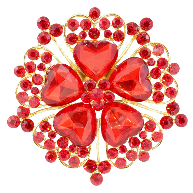 Брошка Квітка з червоними стразами фото №24