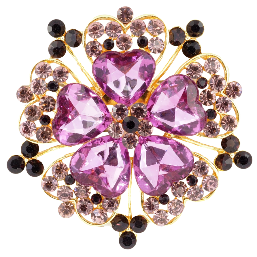 Брошь Цветок с бордовыми стразами фото №1