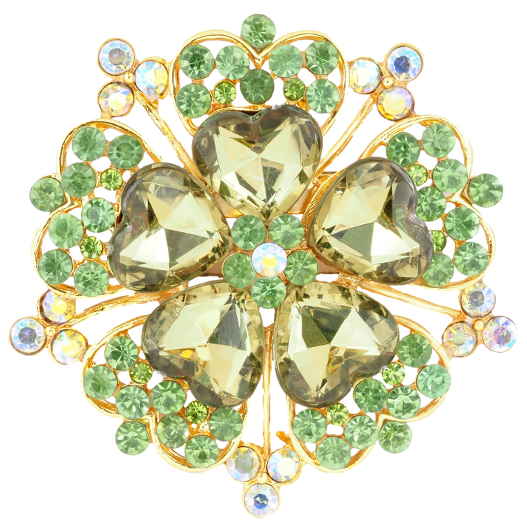 Брошь Цветок с зелеными стразами фото №24