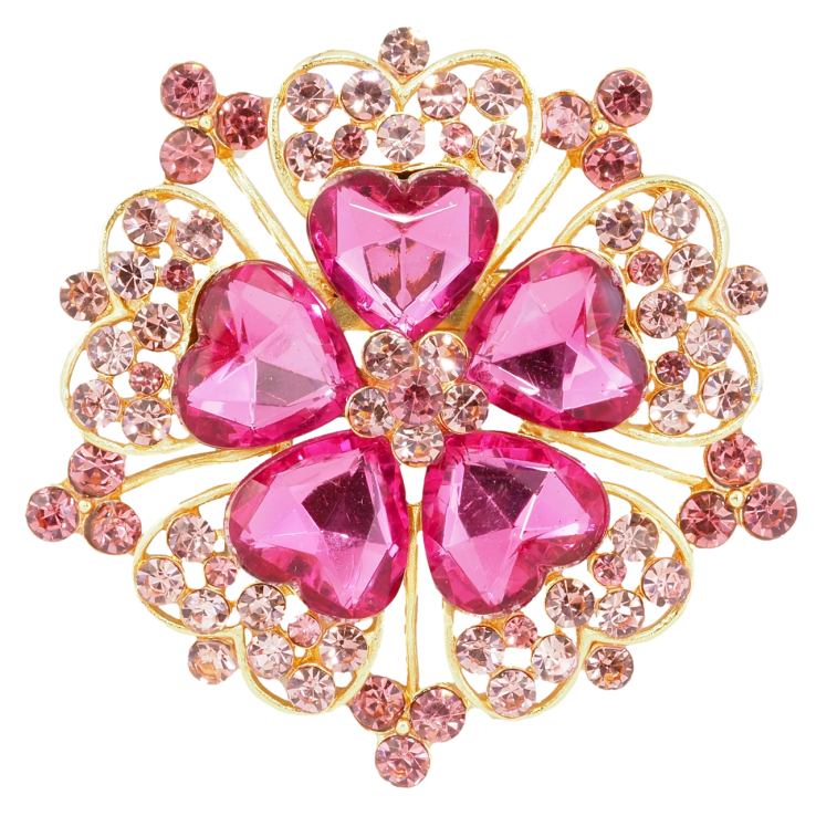 Брошь Цветок с розовыми стразами фото №18