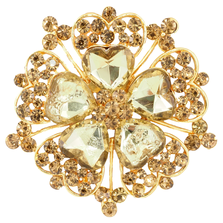 Брошь Цветок с золотистыми стразами фото №6