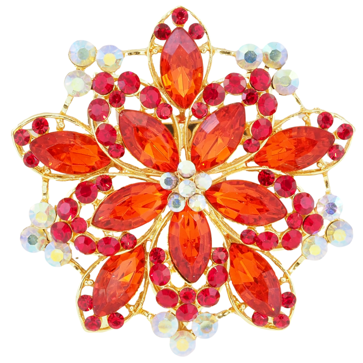 Брошка Квітка з червоними стразами фото №25