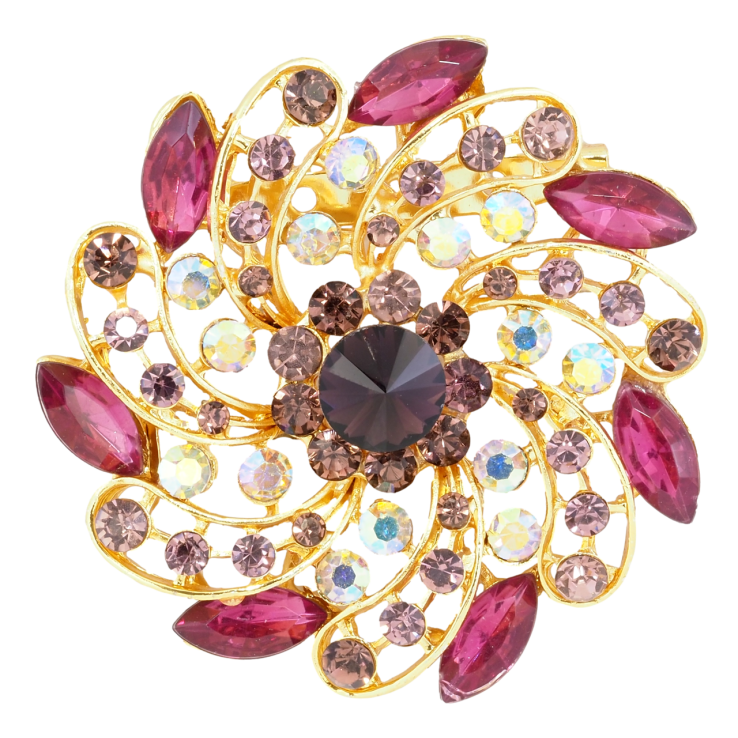 Брошка Квітка з бордовими стразами фото №22