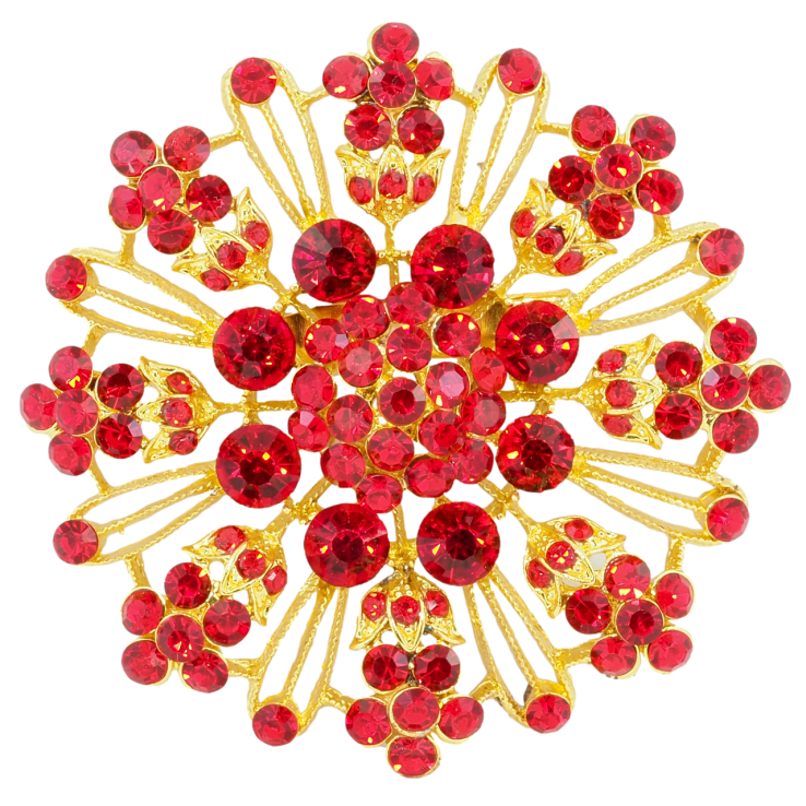 Брошка Квітка з червоними стразами фото №20