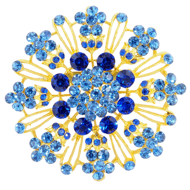 Брошь Цветок с синими стразами фото №23