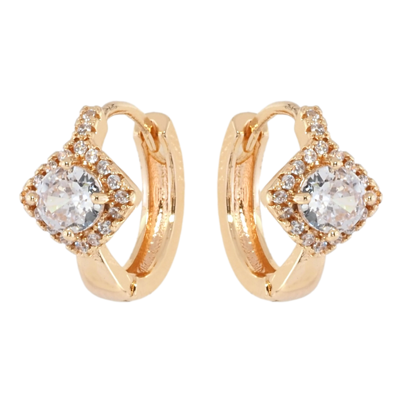 Сережки Xuping M&L Колір 18K колечка Ромби з цирконієм фото №1