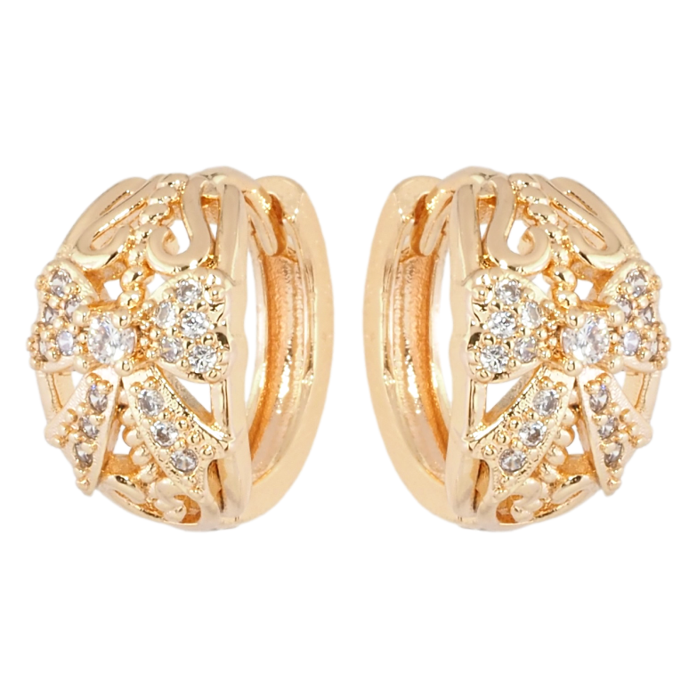 Сережки Xuping M&L Колір 18K колечка Візерунок бантики з цирконієм фото №7