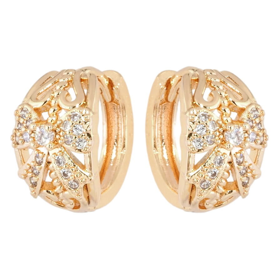 Серьги Xuping M&L Цвет 18K колечки Узор бантики с цирконием фото №1