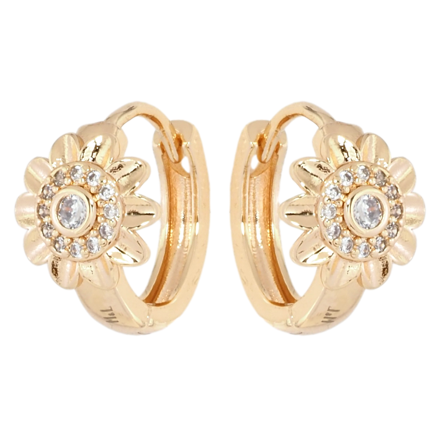Серьги Xuping M&L Цвет 18K колечки Цветочки с цирконием фото №1