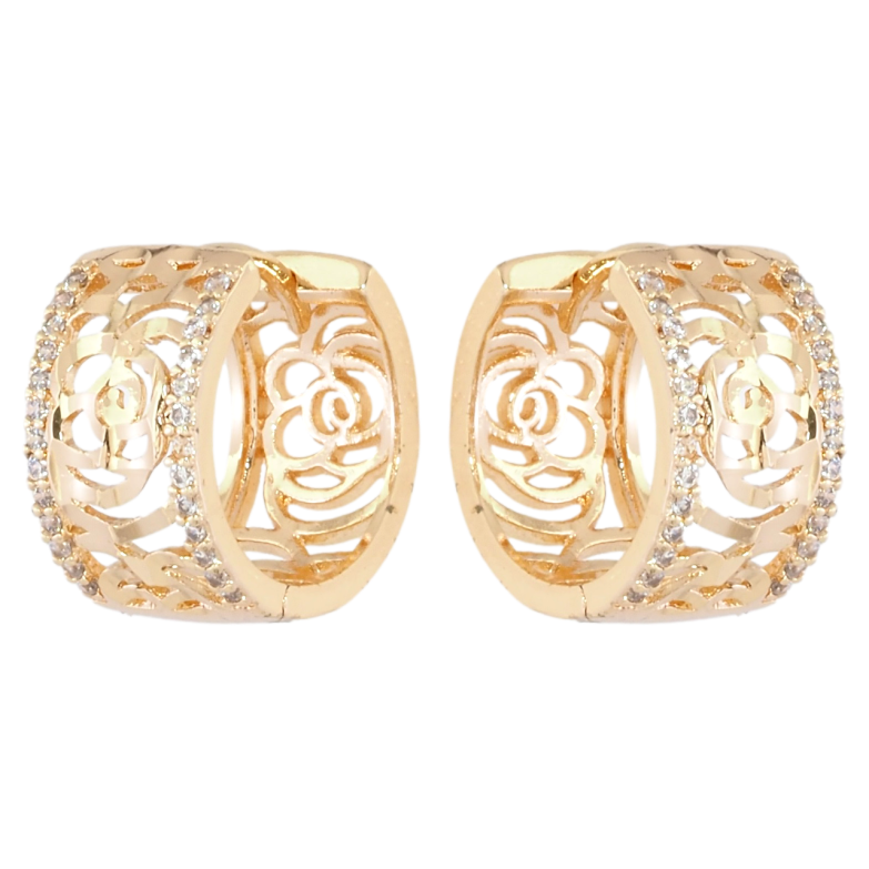 Сережки Xuping M&L Колір 18K колечка Квітковий візерунок з доріжками цирконію фото №1