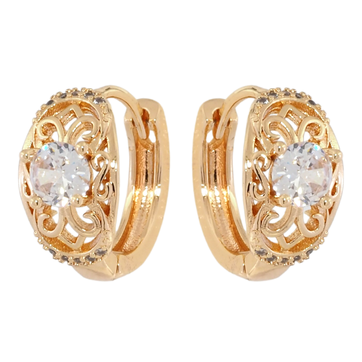 Серьги Xuping M&L Цвет 18K колечки Ажурный узор с фианитом фото №9