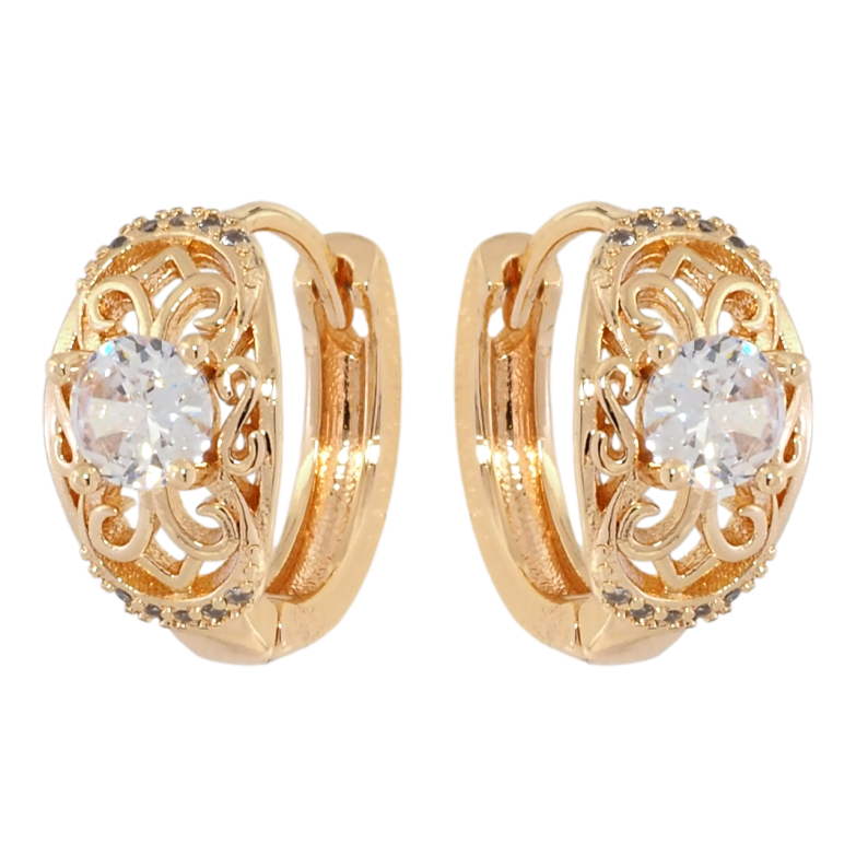 Серьги Xuping M&L Цвет 18K колечки Ажурный узор с фианитом фото №1