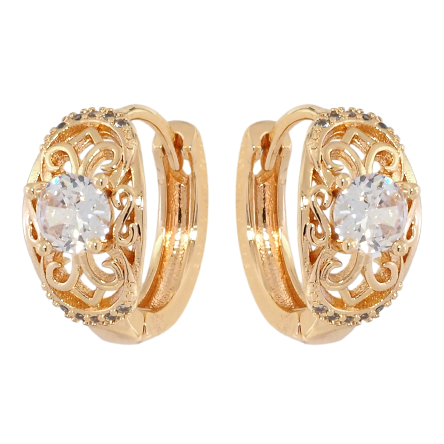 Серьги Xuping M&L Цвет 18K колечки Ажурный узор с фианитом фото №1