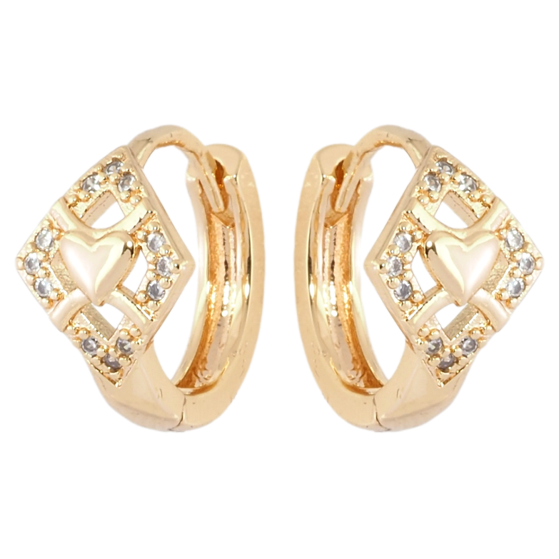 Сережки Xuping M&L Колір 18K колечка Ромби з візерунком сердечка і цирконієм фото №1