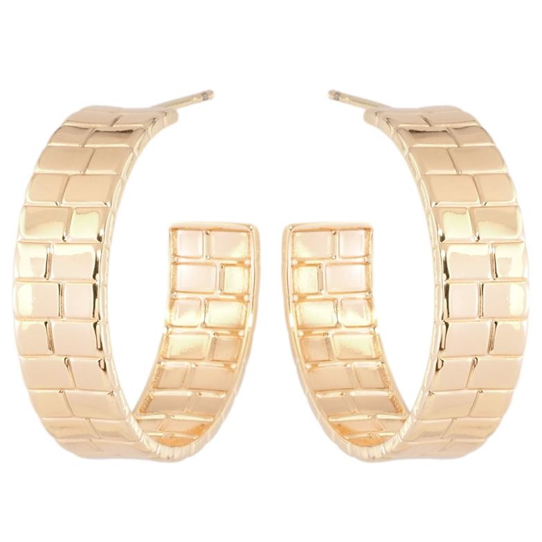 Сережки Xuping M&L Колір 18K пусети Широкі дуги з цегляним візерунком фото №9