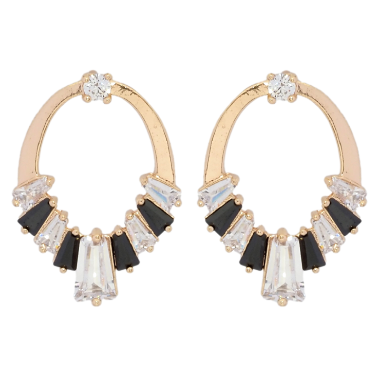 Серьги Xuping M&L Цвет 18K пусеты Узор с черно-белым цирконием фото №8