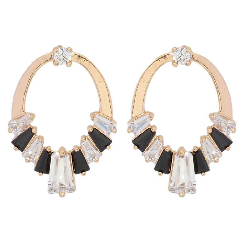 Серьги Xuping M&L Цвет 18K пусеты Узор с черно-белым цирконием фото №5