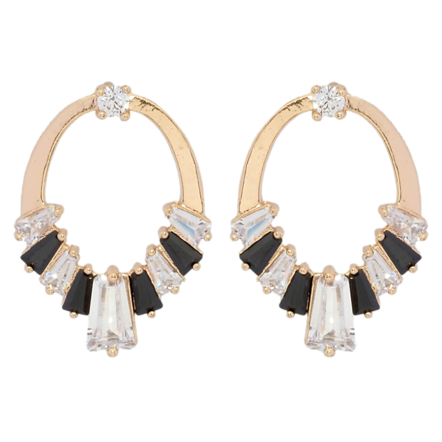 Серьги Xuping M&L Цвет 18K пусеты Узор с черно-белым цирконием фото №1