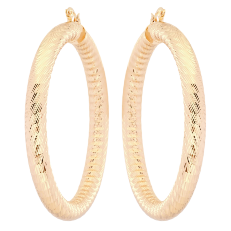 Серьги Xuping M&L Цвет 18K кольца (конго) Объемные с узором насечками ø 7см фото №20