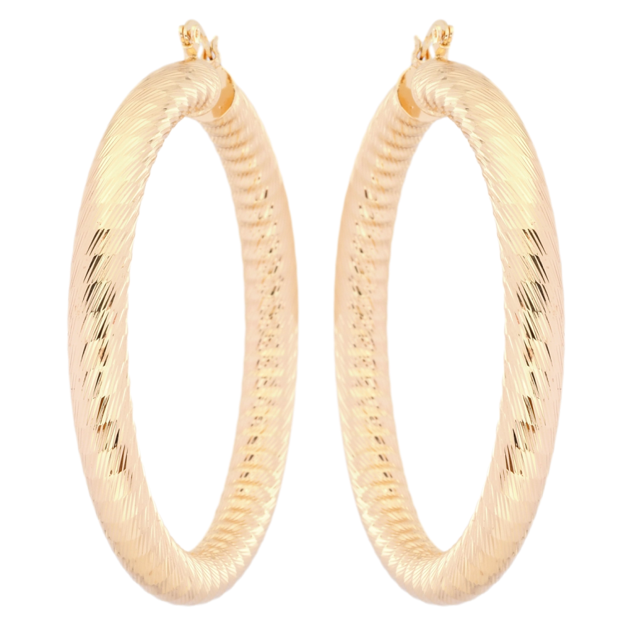 Серьги Xuping M&L Цвет 18K кольца (конго) Объемные с узором насечками ø 7см фото №1