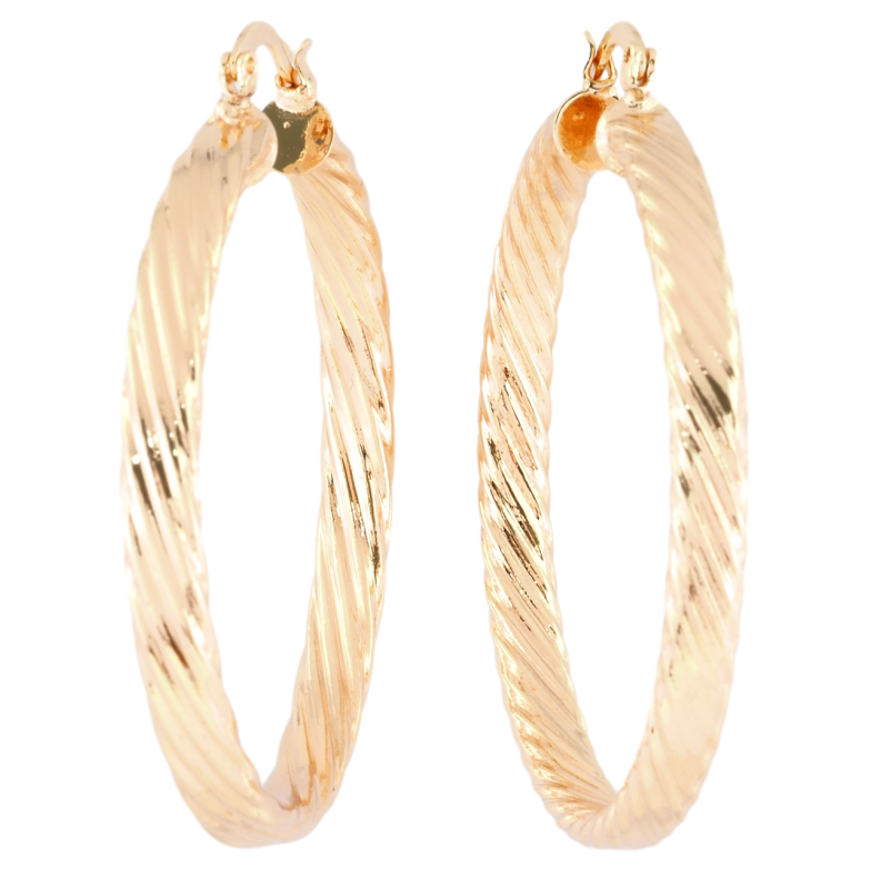 Сережки Xuping M&L Колір 18K кільця (конго) Об'ємні з візерунком ø 5см фото №6